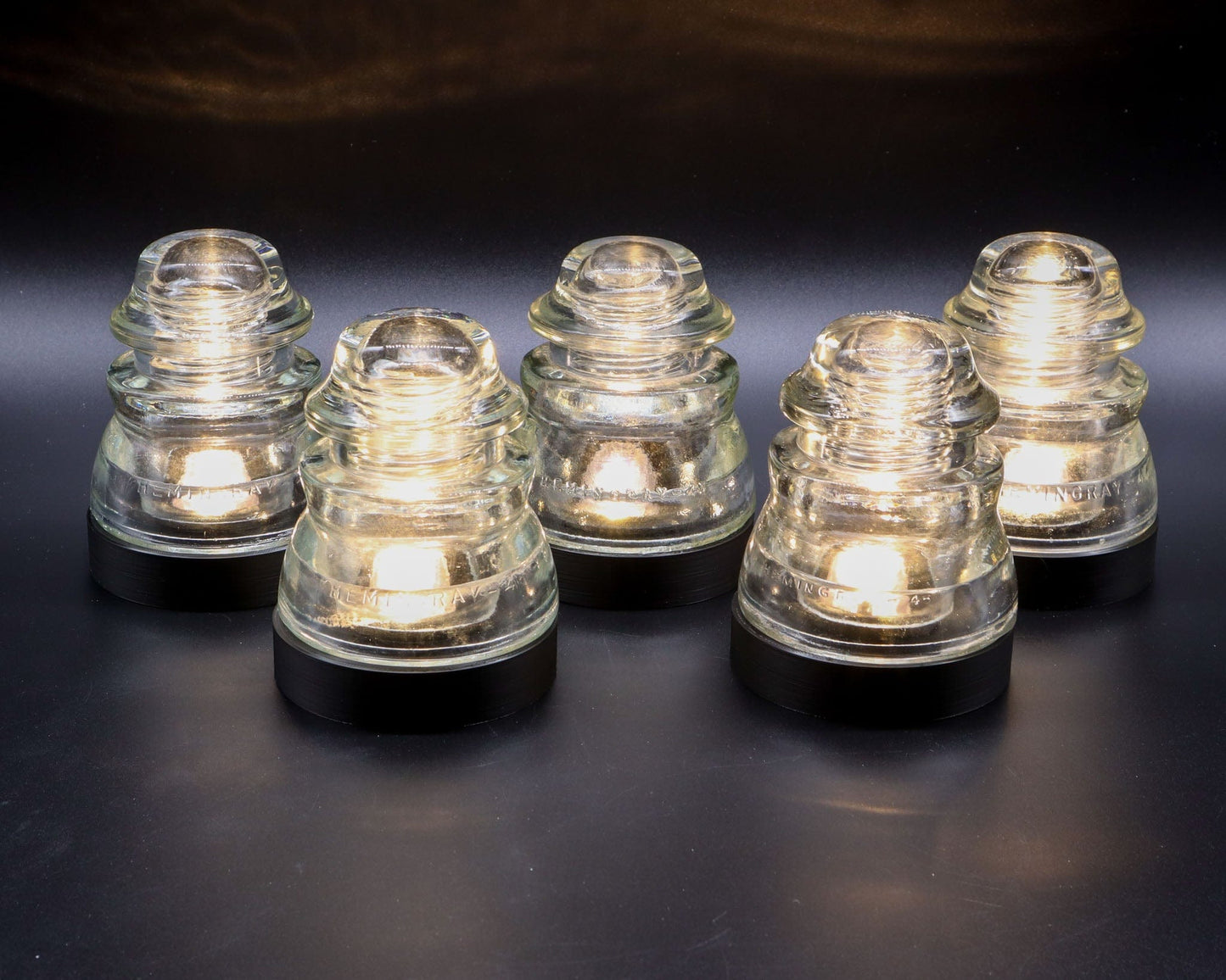 LightAndTimeArt Battery Powered Lamp base Battery Powered Lamp Base Set With Remote for "Hemingray-40, -42, -45" Glass Insulators
