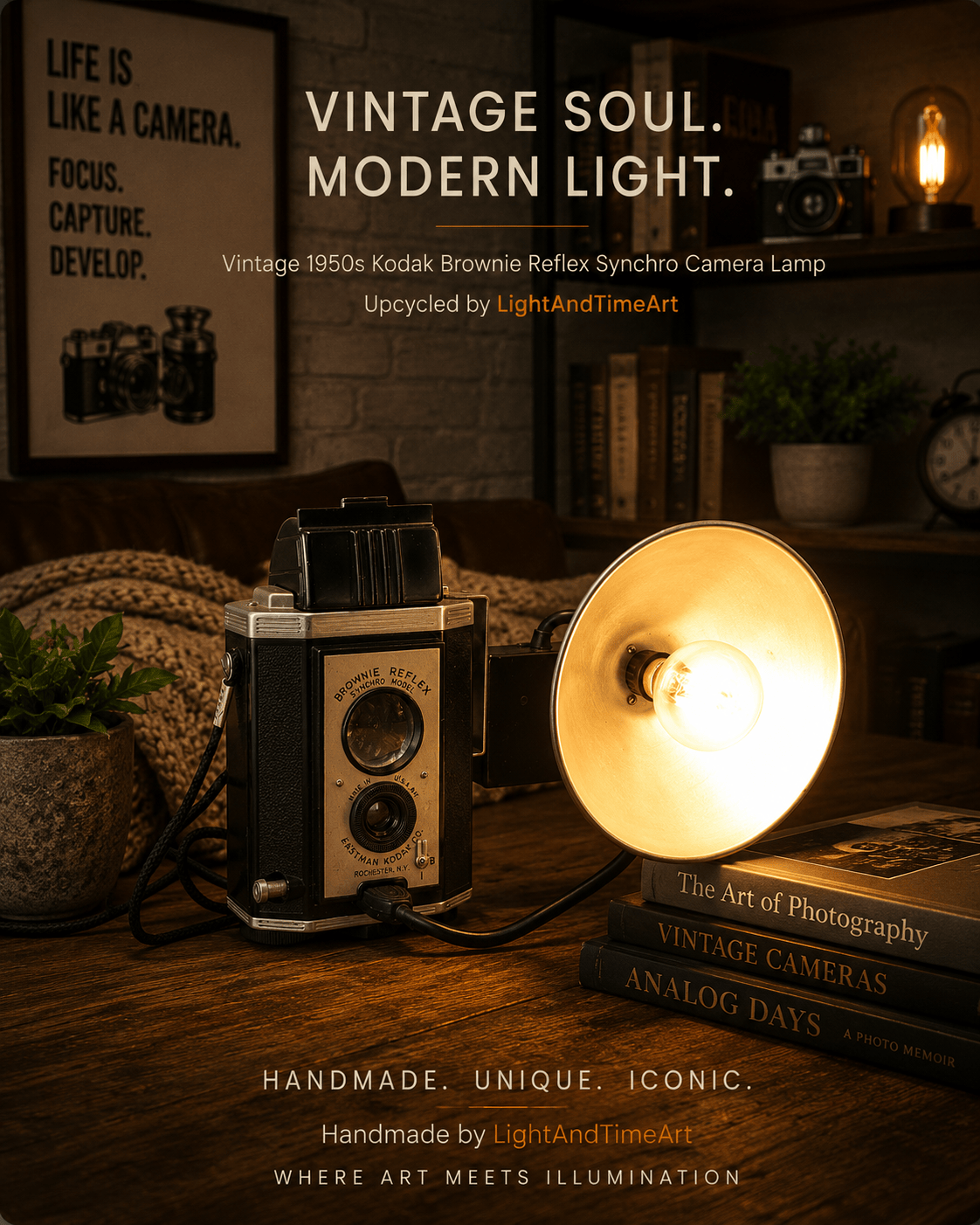 アンティーク 骨董品 ポケットキネマ 懐中電燈用 フィルム映写器　⭐︎レア☆ Vintage Kodak Brownie Reflex Synchro Camera Table Lamp