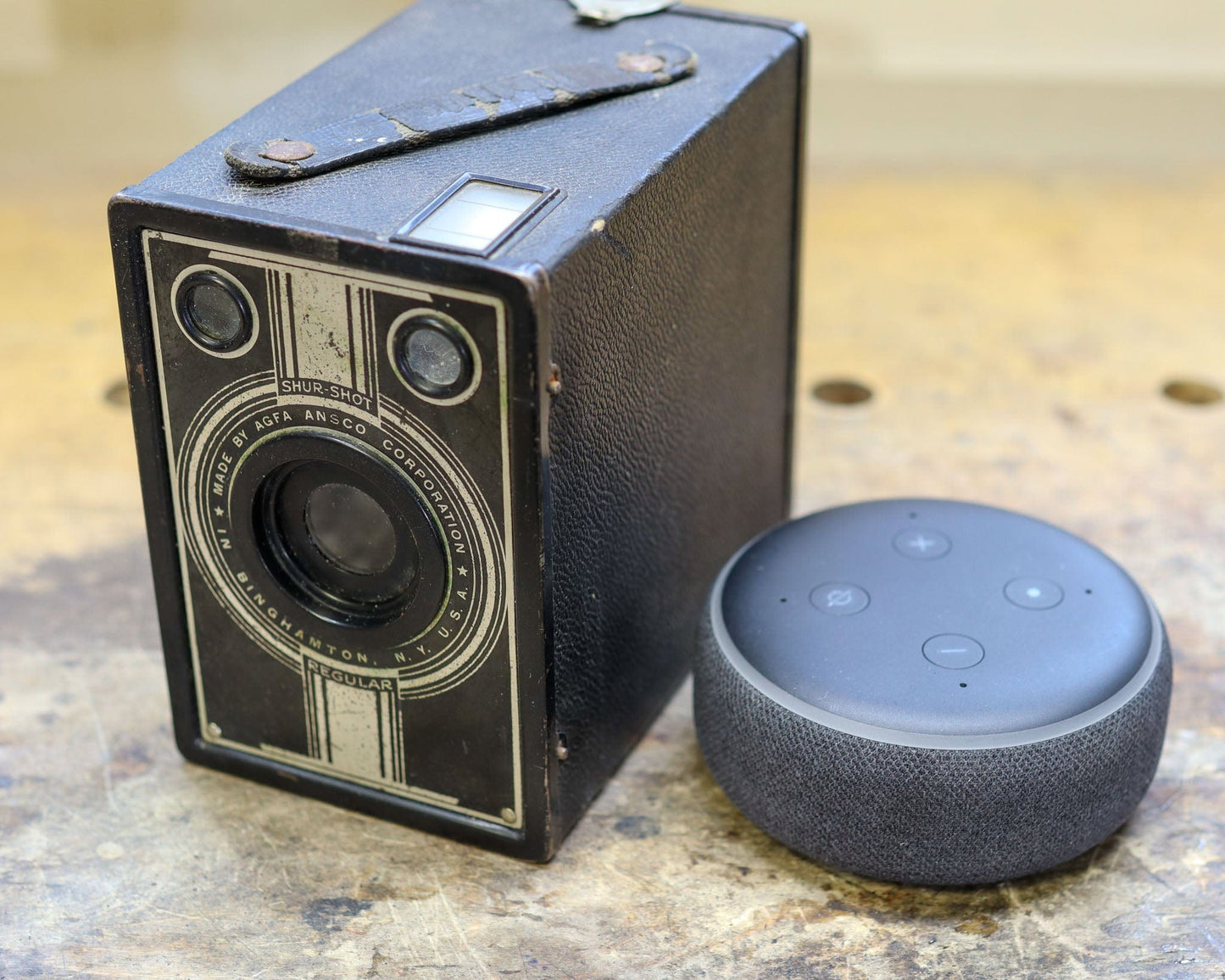 LightAndTimeArt Amazon 3rd Gen Echo Dot Holder/Stand - ANSCO Shur Shot Camera