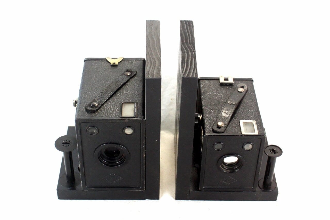 LightAndTimeArt Bookends Vintage Camera Bookends - AGFA Cadet D6 and B2