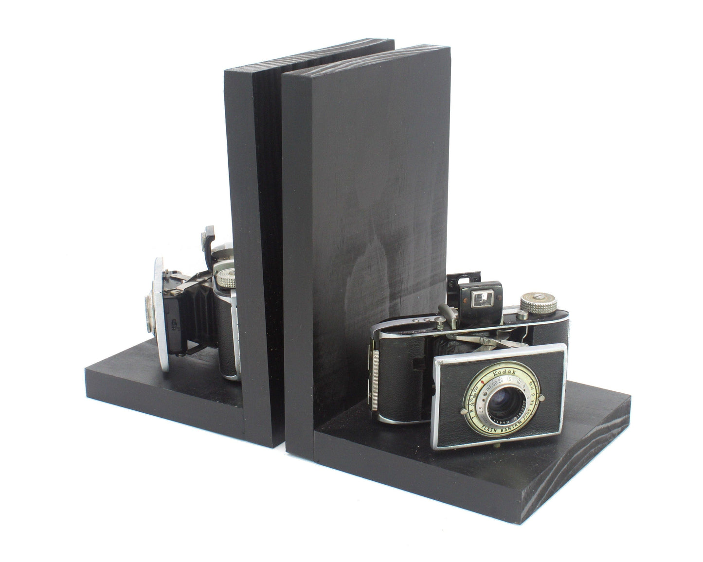 LightAndTimeArt Bookends Vintage Camera Bookends, Kodak Flash Bantam, DVD Holder, Movie Room Décor, Book Lover, Vintage photographer Gift
