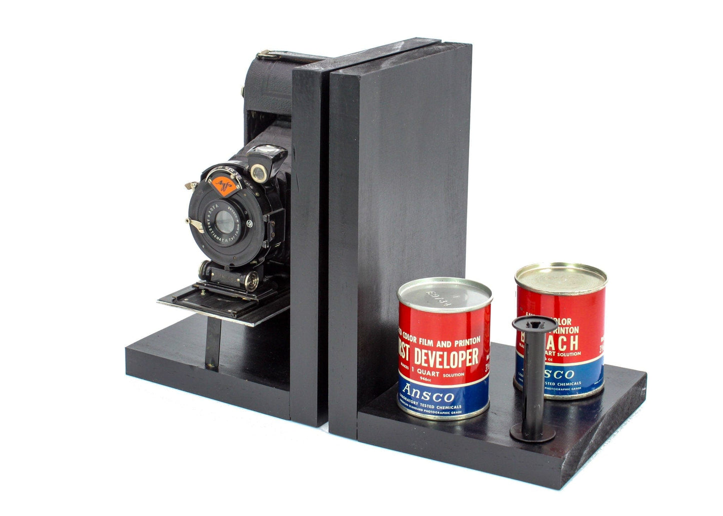 LightAndTimeArt Bookends Antique Decorative Camera Bookends, Vintage Agfa Folding Camera, DVD Holder, Home Theater & Movie Room Decor, Photographer gift