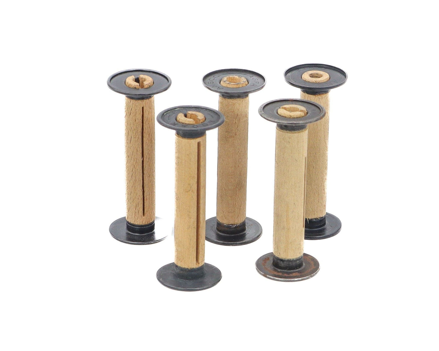 LightAndTimeArt Film Spools Lot of (5) vintage 120/B2 Kodak/AGFA metal/wood film spools for roll film, film supplies, LightAndTimeArt