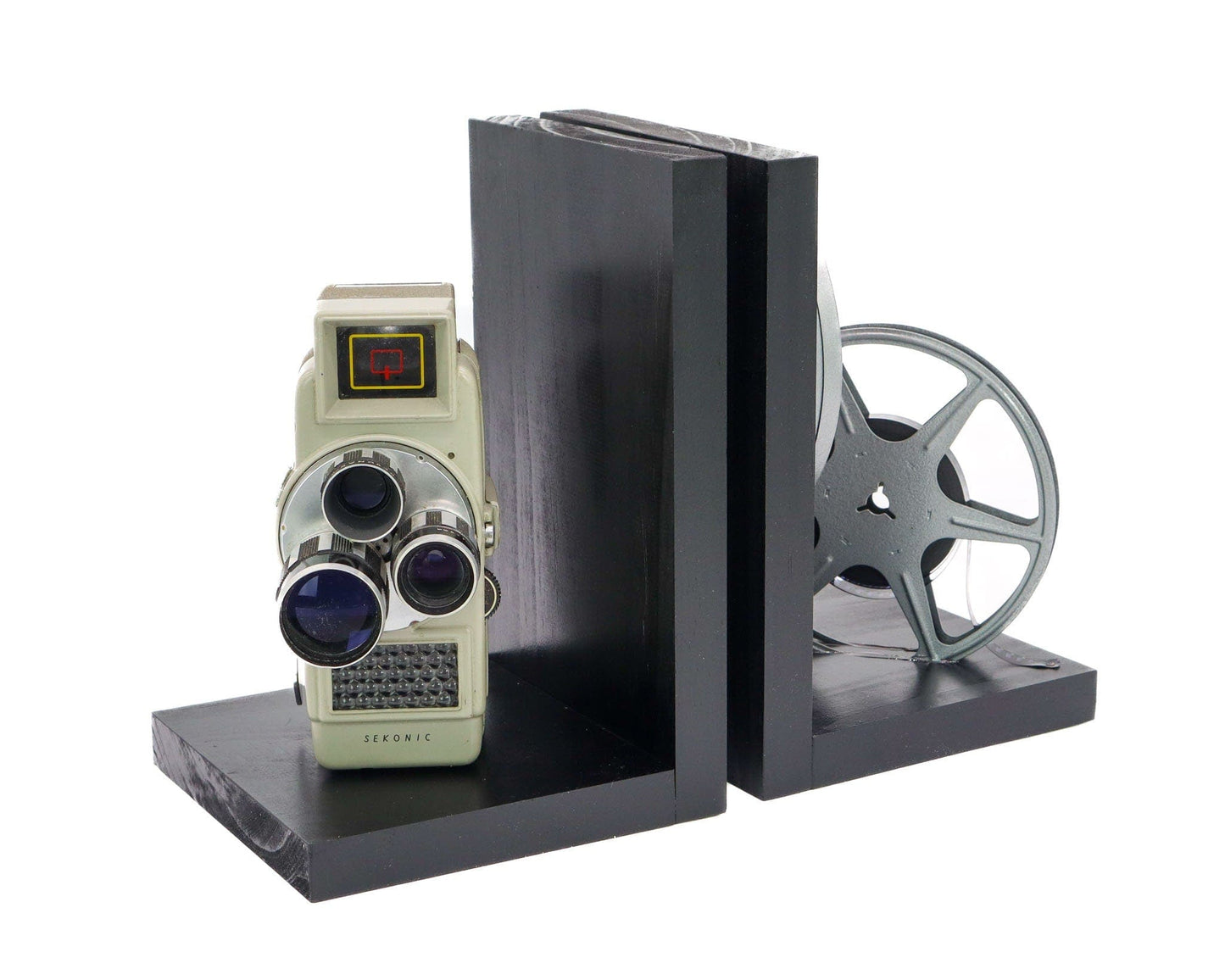 LightAndTimeArt Vintage Camera Bookends - DVD Holder - Sekonic 8 Triple Turret - Movie Room Decor - Film Maker gift - Actor and Actress gift