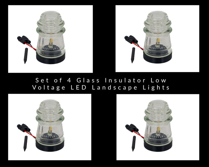Set of 4 Hemingray-17 Glass Insulator Low Voltage LED Landscape Lights ...