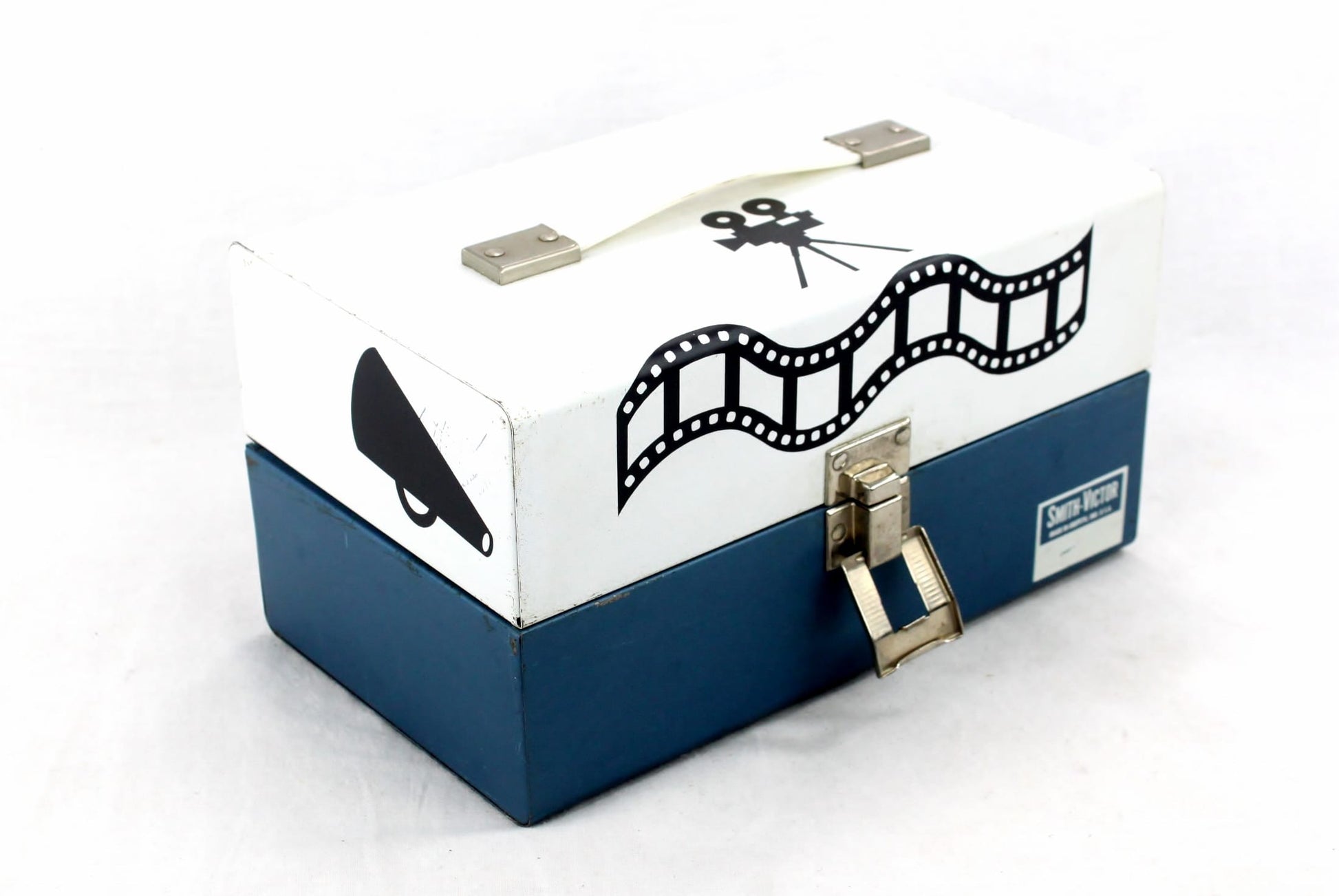 LightAndTimeArt Food Storage Containers Upcycled Blue&White Vintage 8mm Film Reel Case Candy Storage Box