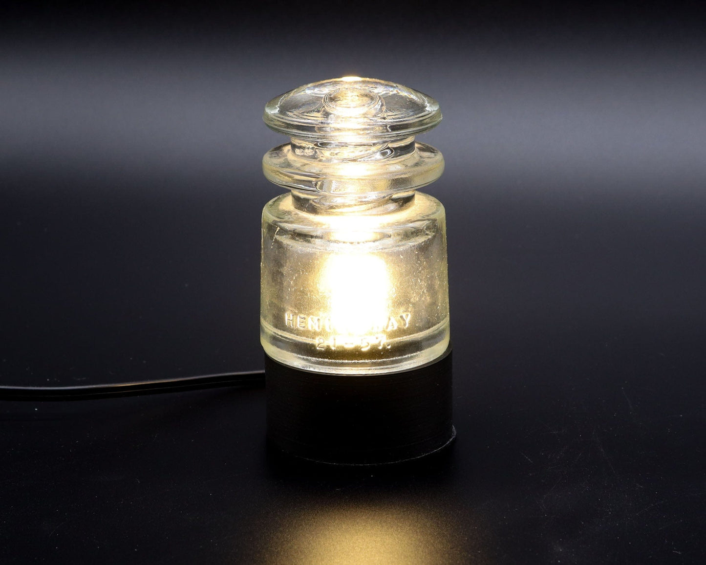 LightAndTimeArt Lamp base Lamp Base for "Hemingray TS" Glass Insulators, Industrial Lighting, Man Cave Decor