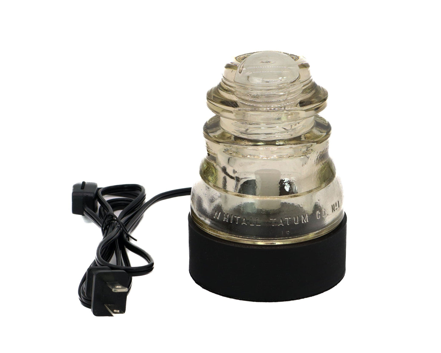 LightAndTimeArt Lamp base Lamp Base for WHITALL TATUM CO. NO 1 Glass Insulators, Industrial Lighting, Man Cave Decor