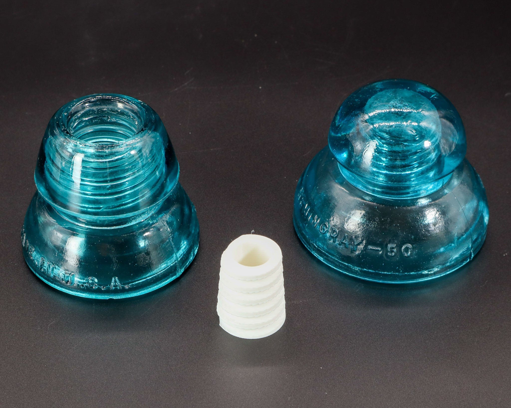 Vintage Hemingray - 42 Glass Insulator Wall Sconce. Double Hemingray Blue Glass Insulator Lights. Vintage Wall outlets Mounted Sconces