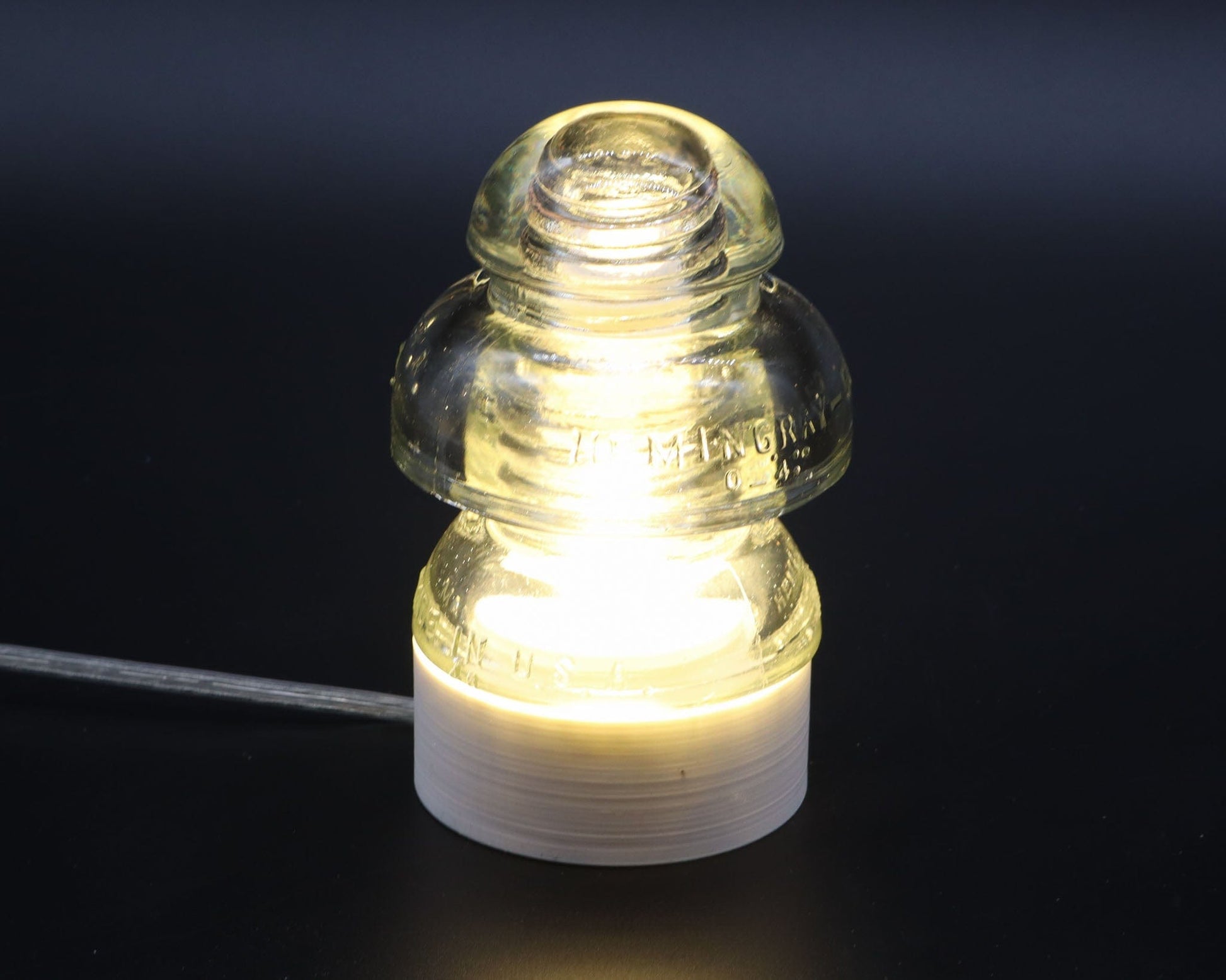 LightAndTimeArt Lamp base Lamp Base for Hemingray-50 Glass Insulators