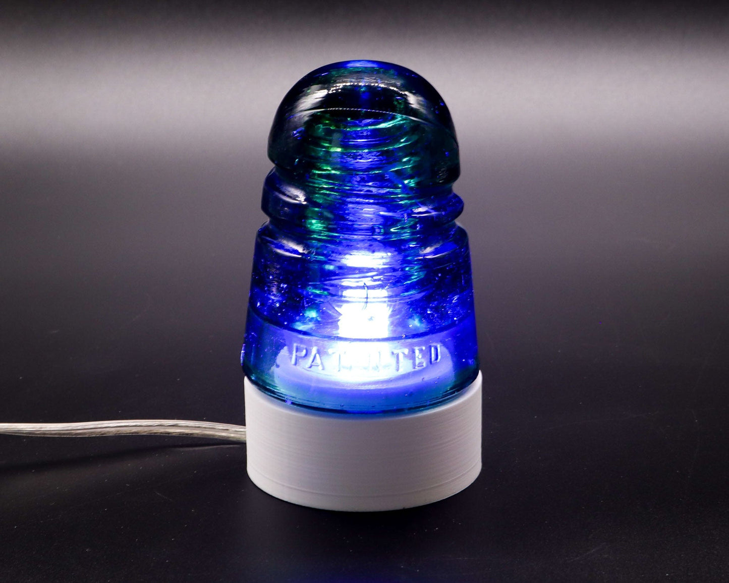 LightAndTimeArt Lamp base Lamp Base for "Hemingray-Spiral Groove" Glass Insulators