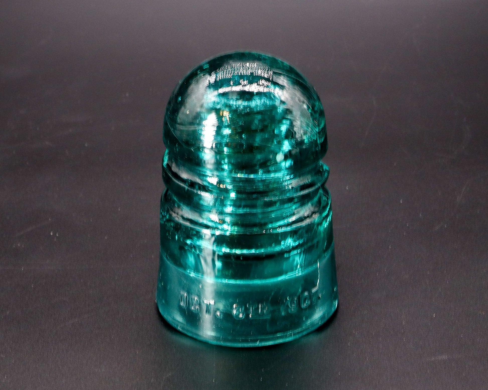 LightAndTimeArt Glass Insulator Hemingray-Spiral Groove Aqua Vintage Glass Insulator