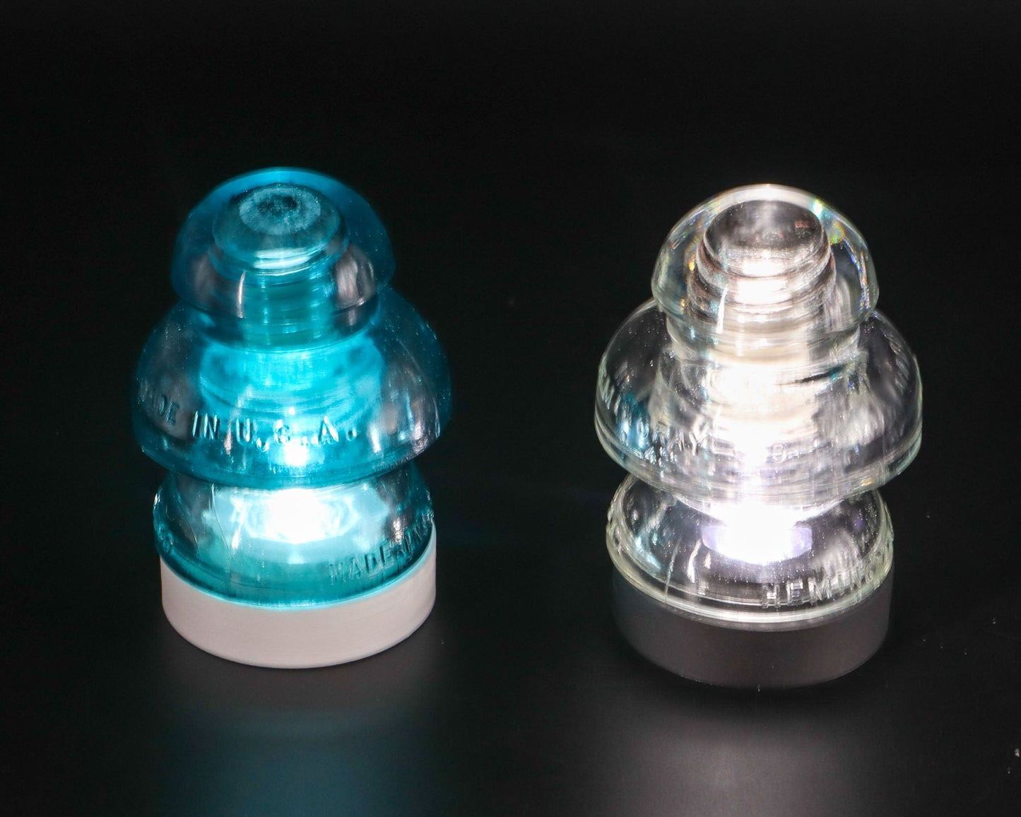 LightAndTimeArt Battery Powered Lamp base Battery Powered Lamp Base for "Hemingray-50" Glass Insulators