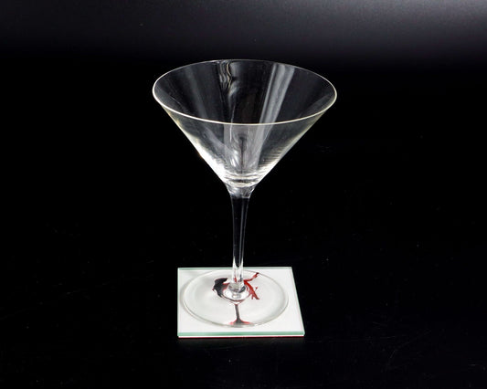 LightAndTimeArt Coaster Vintage Pin-Up Martini Glass Glass Coaster Set by LightAndTimeArt