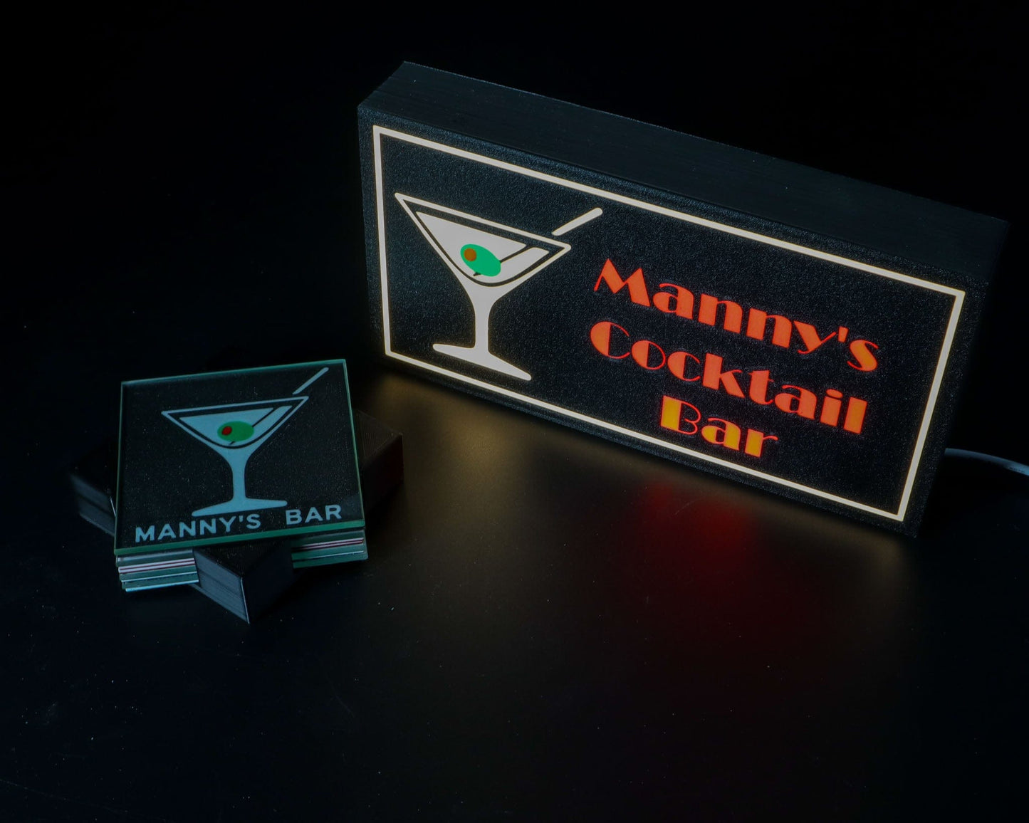 LightAndTimeArt Customizable Iconic Martini Lightbox: Elevate Your Bar Experience with LightAndTimeArt!