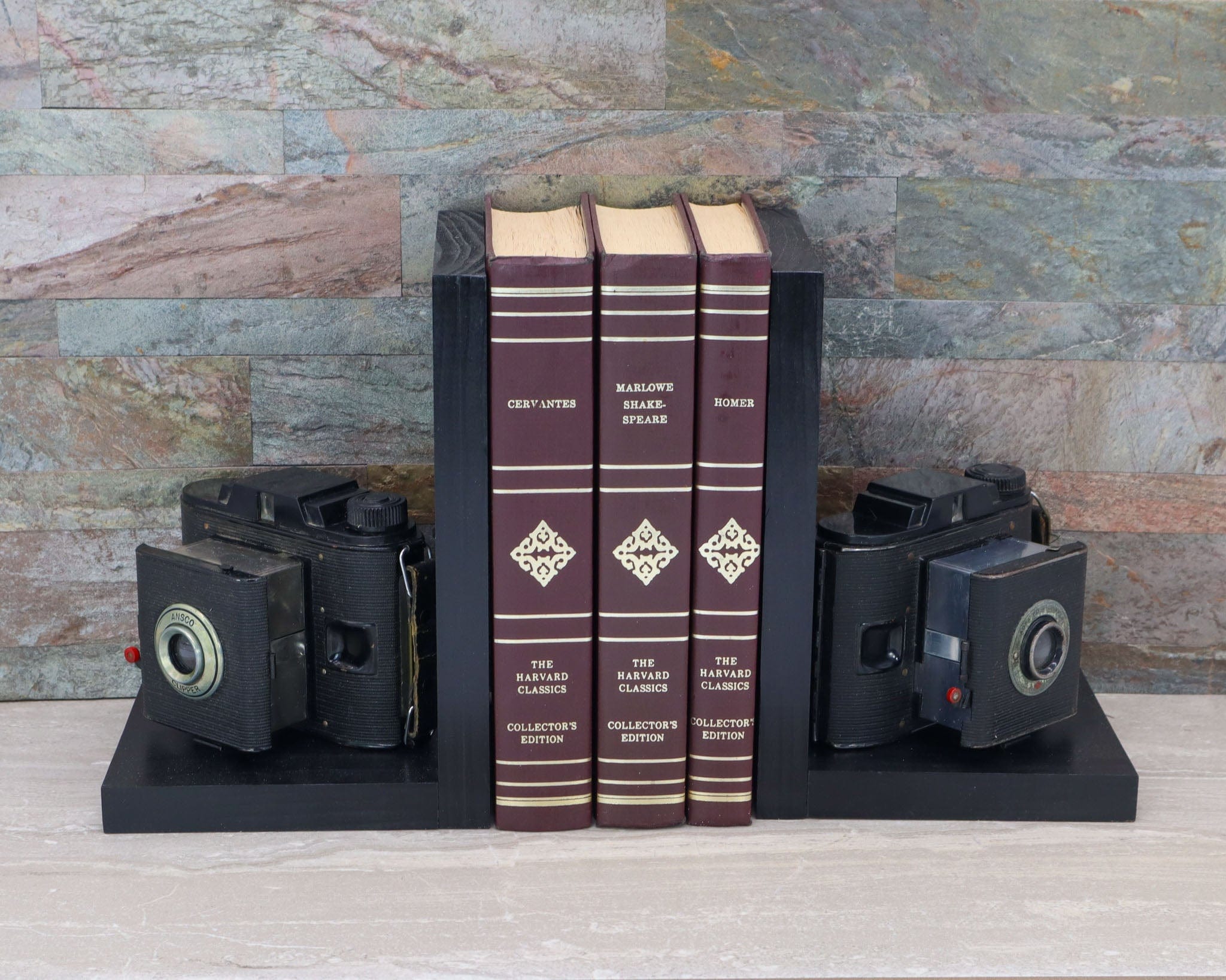 Light Bookends Vintage Revival: Handmade Wooden Bookends Crafted from Original Ansco ...