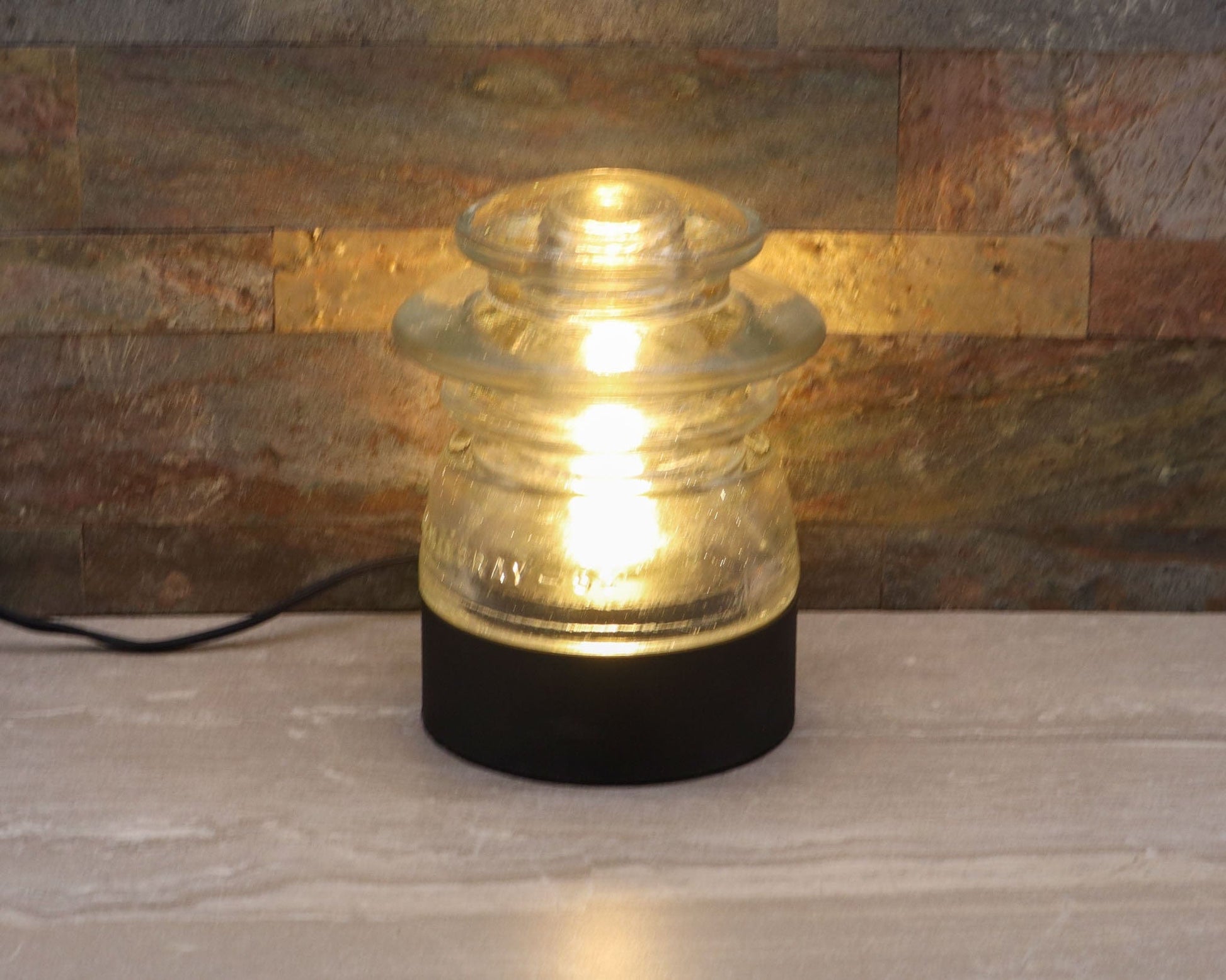 LightAndTimeArt Lamp base Lamp Base for "Hemingray-53" Glass Insulators, Industrial Lighting, Man Cave Decor