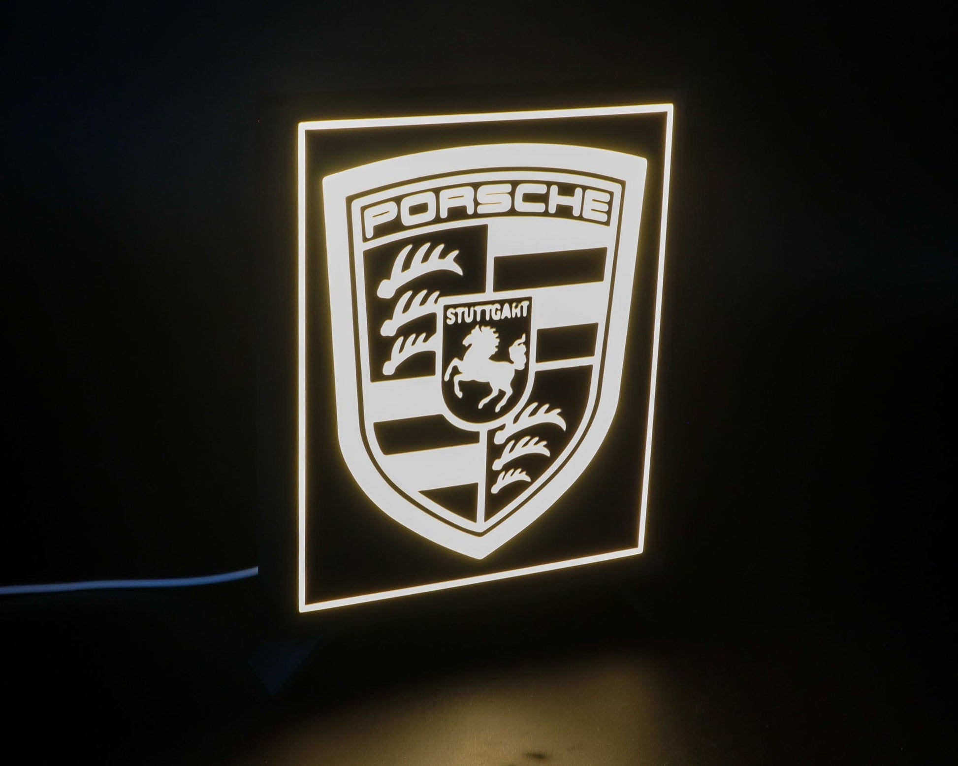 LightAndTimeArt Industrial lamp Illuminate Your Passion: Porsche Crest Lightbox