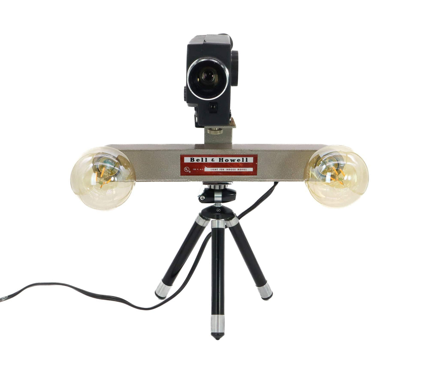 LightAndTimeArt Camera Lamp Movie Camera Lamp - 1960's 8mm Kodak Camera & Bell & Howell Light Bar on Vintage Tripod