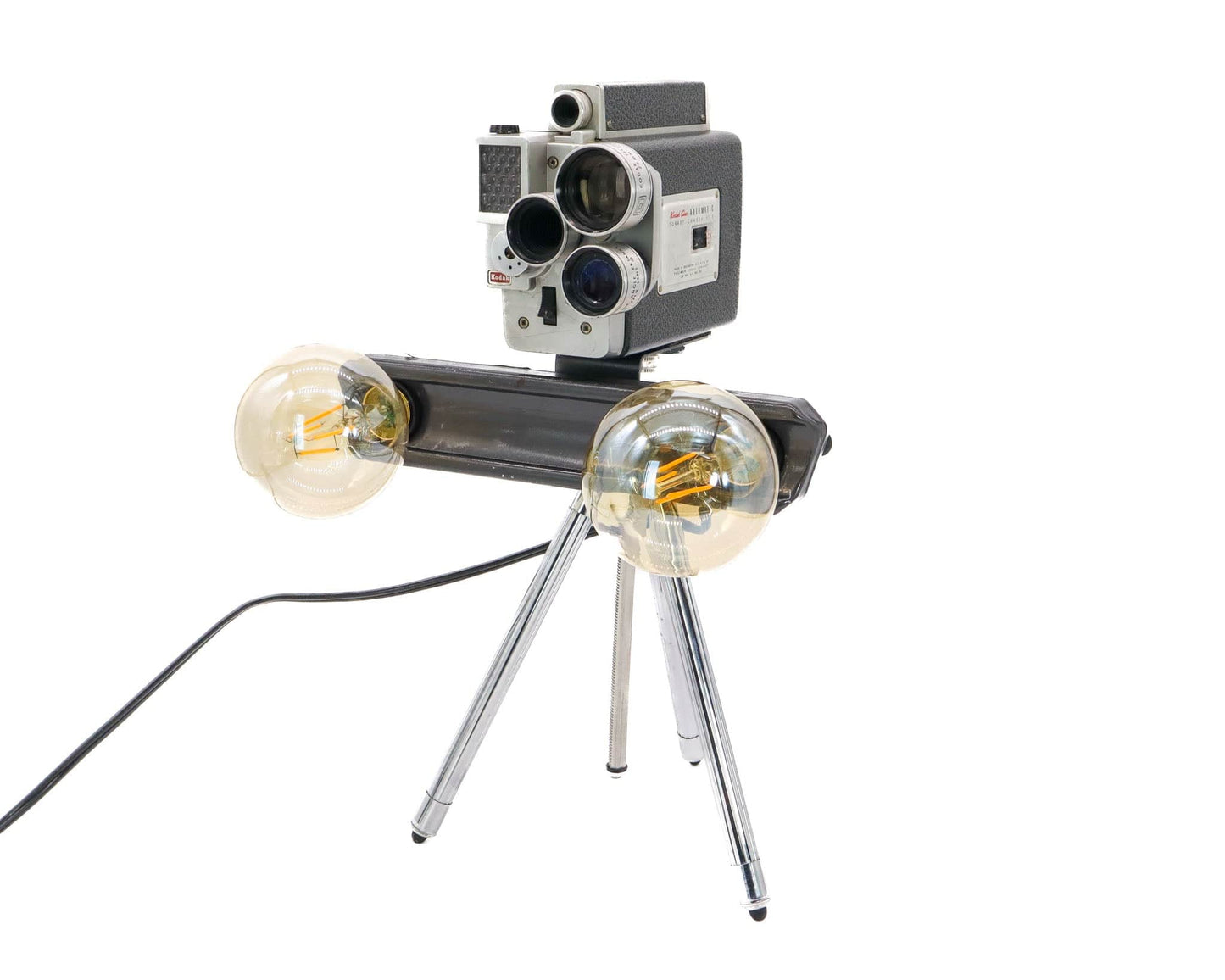 LightAndTimeArt Camera Lamp Movie Camera Lamp - 1960's 8mm Kodak Cine Camera & Bell & Howell Light Bar on Vintage Tripod