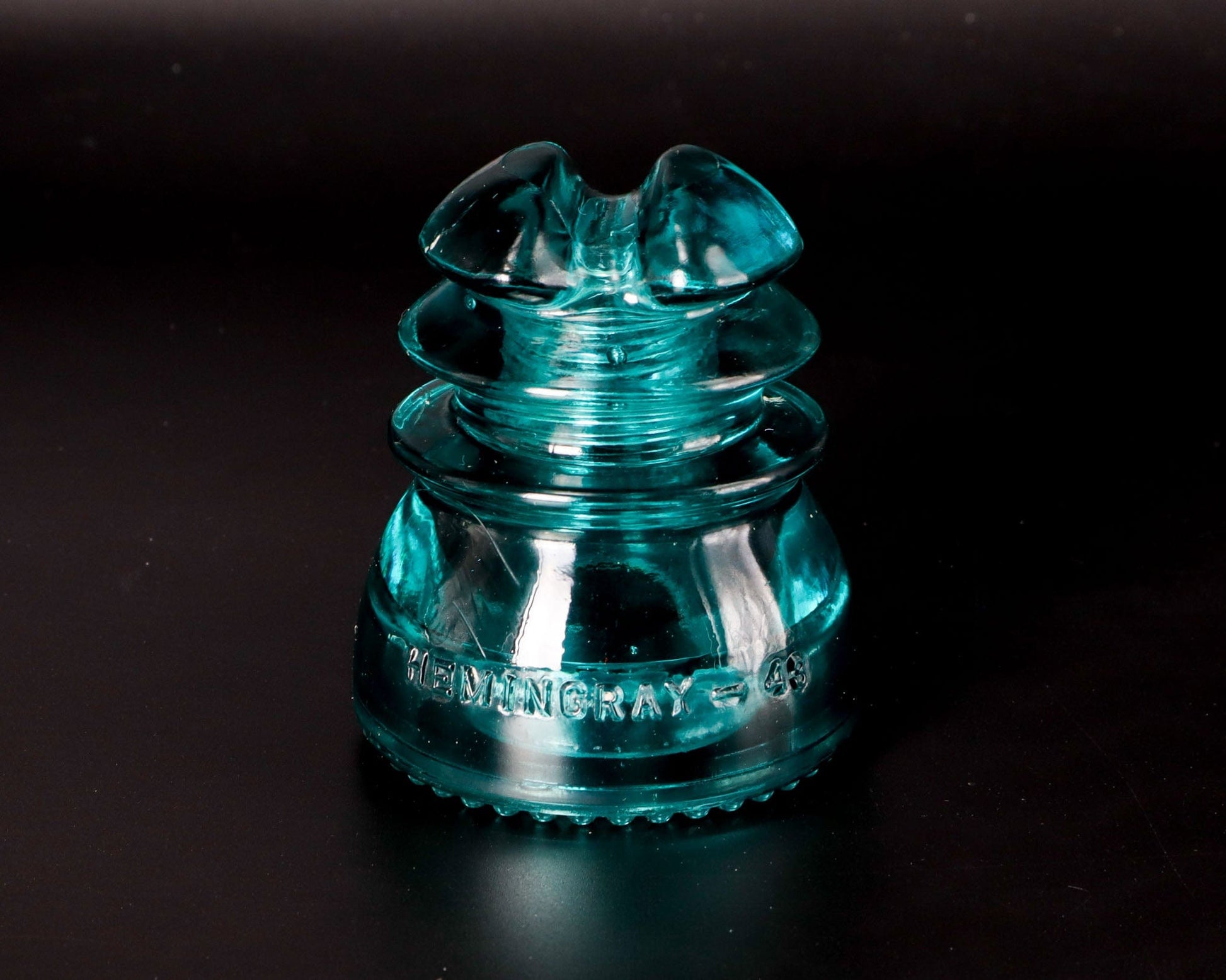 LightAndTimeArt Glass Insulator Hemingray-43 Aqua-Clear Vintage Glass Insulator
