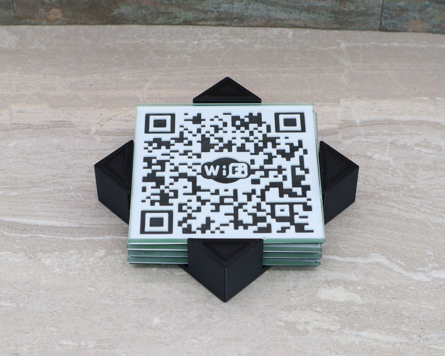 LightAndTimeArt Coaster Personalized Wi-Fi QR Code Glass Coaster, Guest House Coasters, Airbnb Superhost Coasters, Rental House Decor, VRBO WIFI