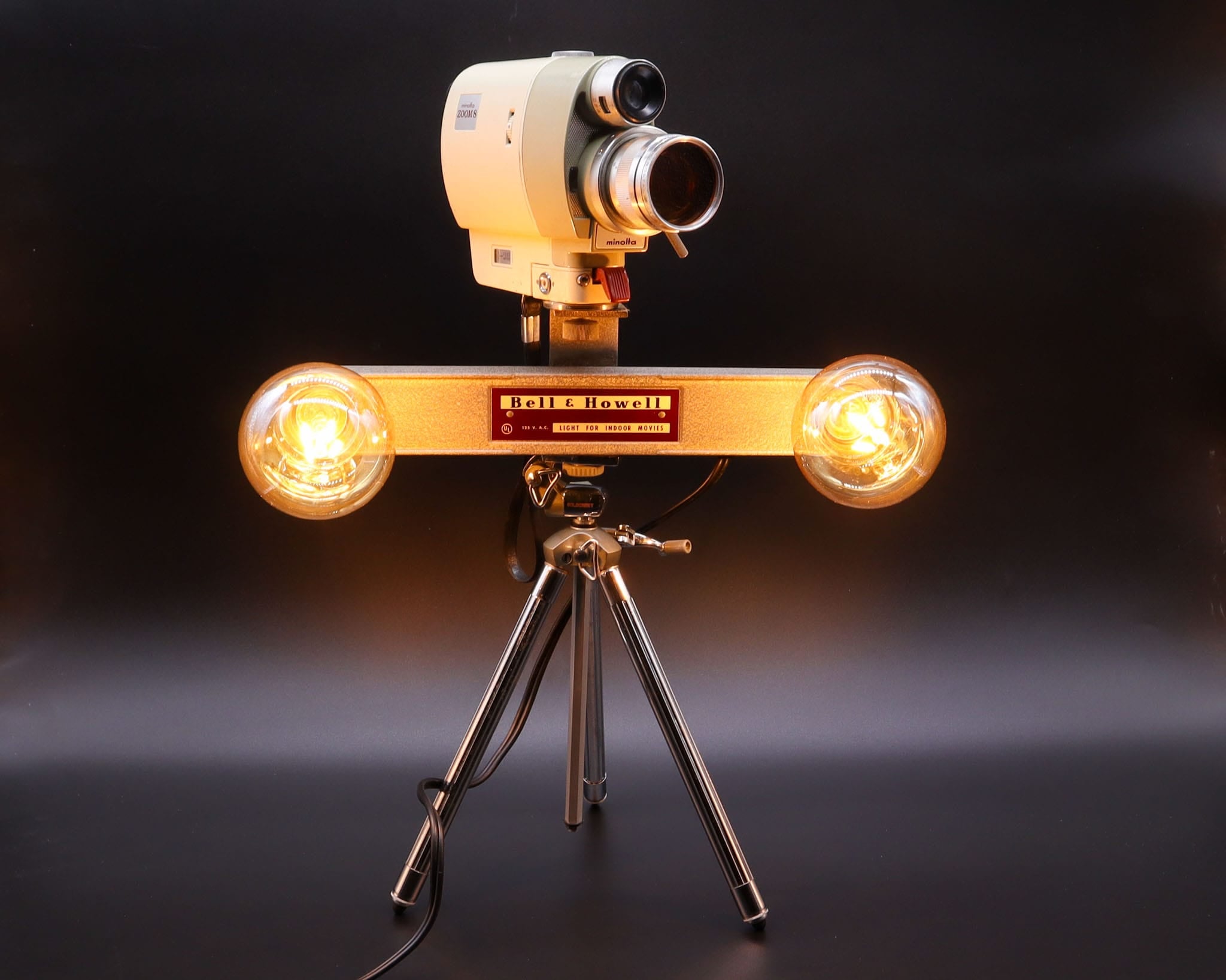 Movie Camera Lamp - 1960's 8mm Minolta Camera & Bell & Howell Light Ba ...