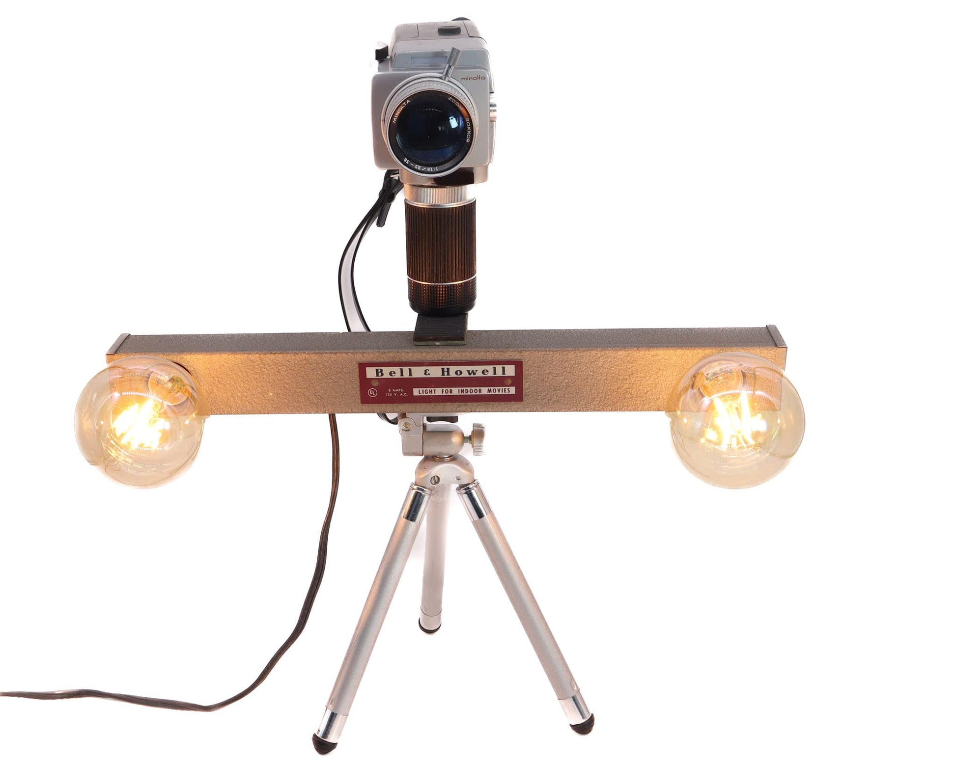 LightAndTimeArt Camera Lamp Movie Camera Lamp - 1960's 8mm Minolta K7 Camera & Bell & Howell Light Bar on Vintage Tripod (Copy)