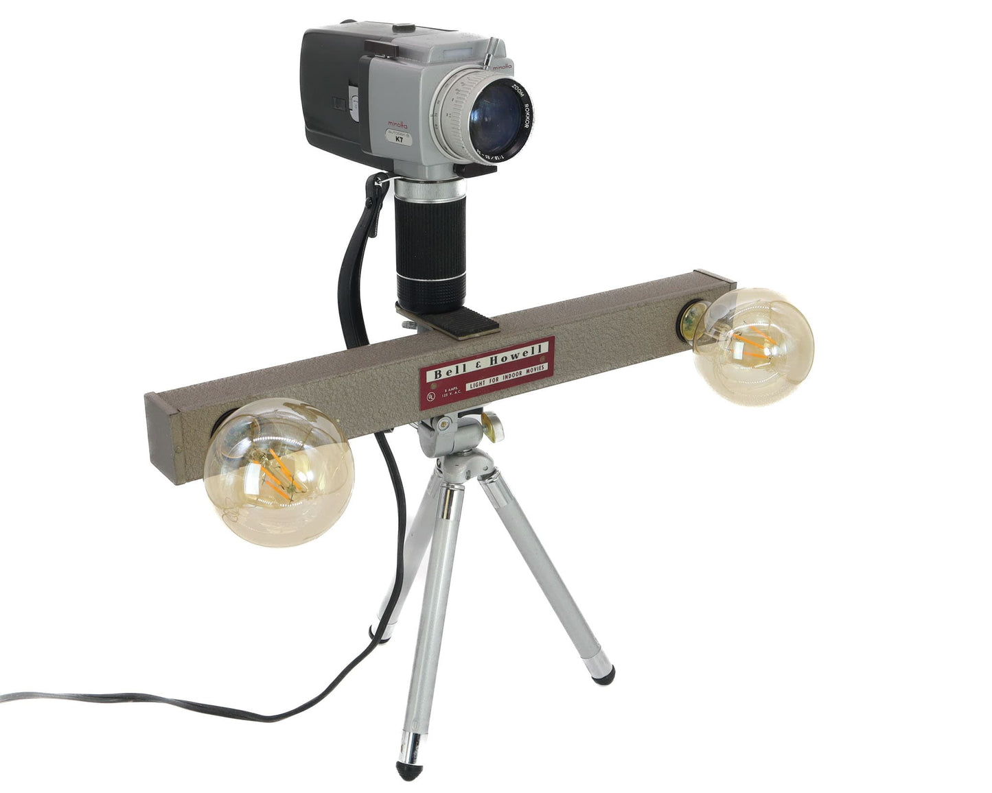 LightAndTimeArt Camera Lamp Movie Camera Lamp - 1960's 8mm Minolta K7 Camera & Bell & Howell Light Bar on Vintage Tripod (Copy)