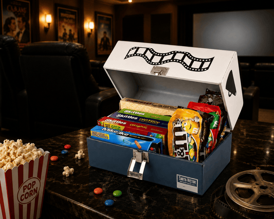 LightAndTimeArt Food Storage Containers Upcycled Blue&White Vintage 8mm Film Reel Case Candy Storage Box