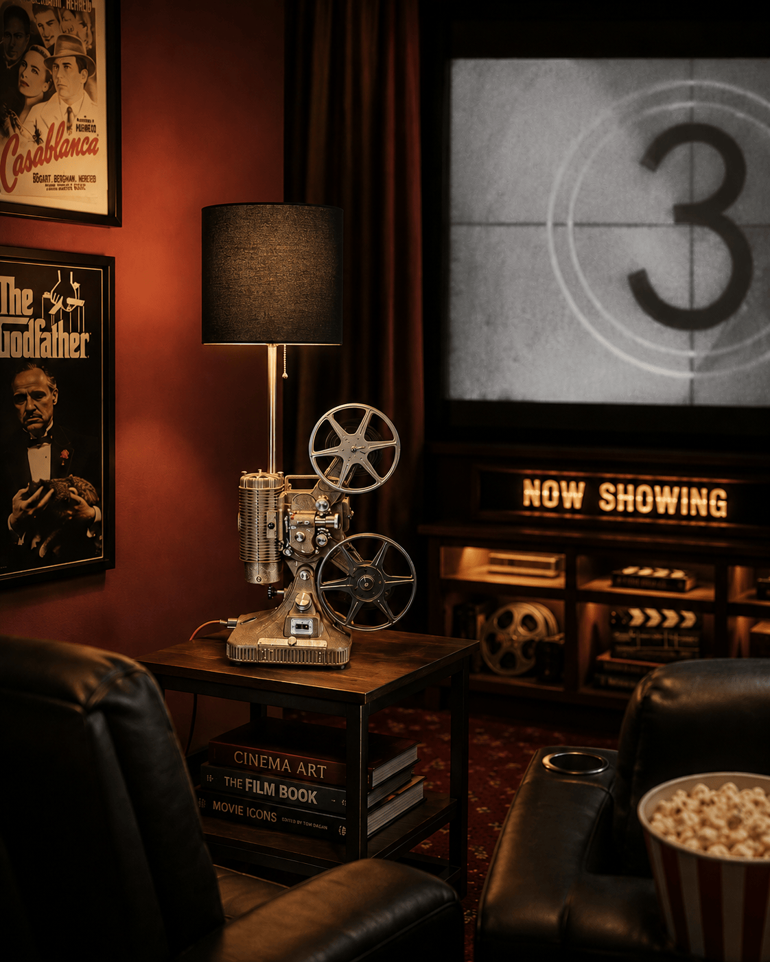 LightAndTimeArt Projector Lamp Vintage Table Lamp / Desk Lamp - Keystone Regal 8MM Projector - Hollywood & Movie Theater décor - Film Art