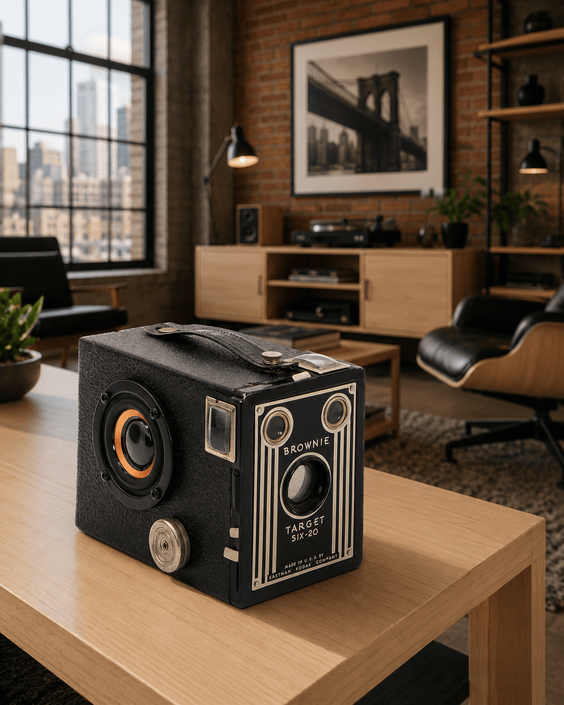 LightAndTimeArt Speakers Wireless Bluetooth Speaker, Vintage Kodak Brownie Six-20 Camera, Music Lover Gift, Electronic Audio gadget for him and her, upcycled, reuse