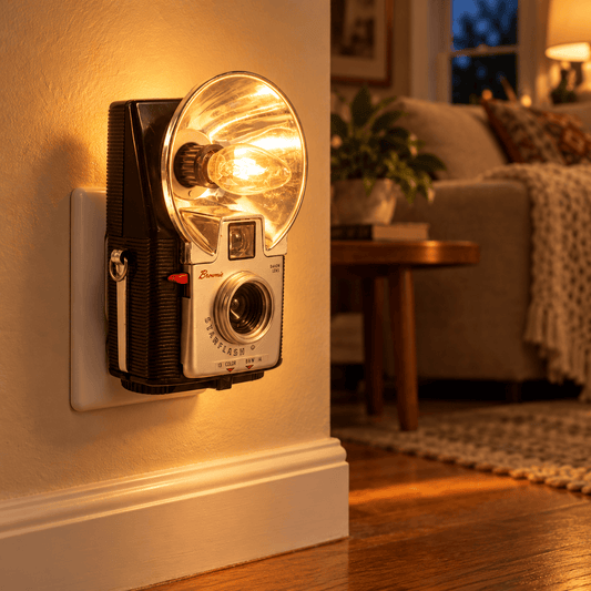 LightAndTimeArt Nightlight Antique Camera Nightlight - Kodak Brownie Starflash, Vintage Memorabilia, Eco-friendly, back to the 60' Lamp