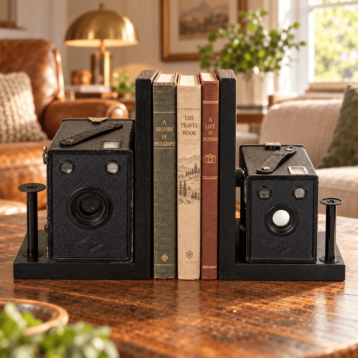 LightAndTimeArt Bookends Vintage Camera Bookends - AGFA Cadet D6 and B2