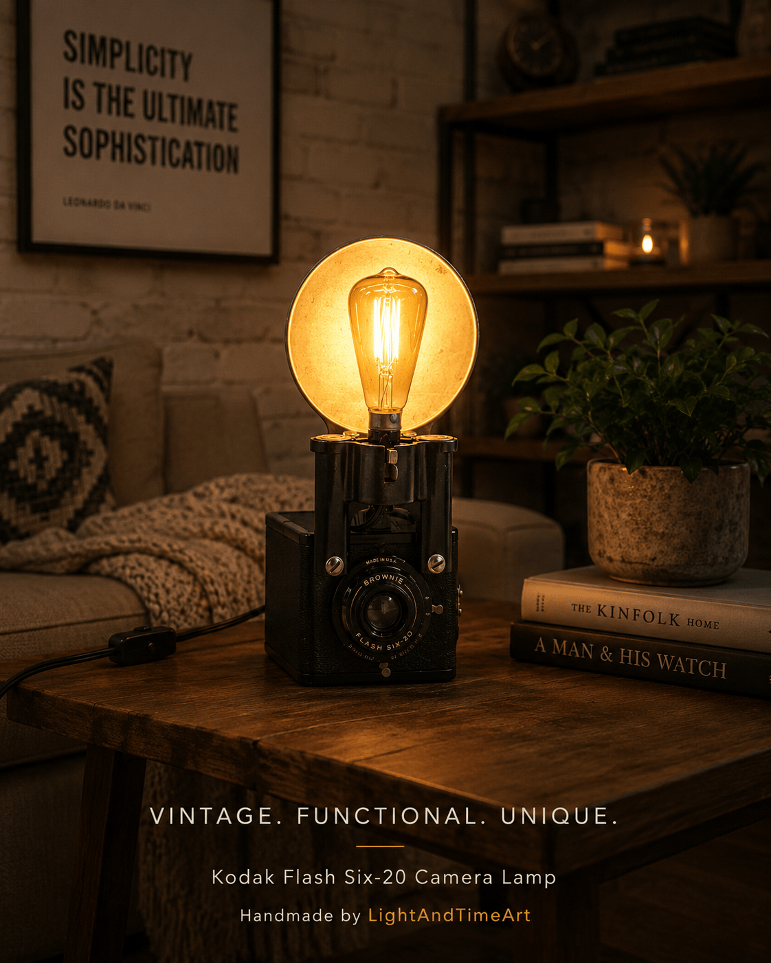 LightAndTimeArt Camera Lamp LED Reading Lamp - Task Lamp  - Brownie Flash Six-20 Camera lamp, 50' table lamp, task lamp, mid-century light