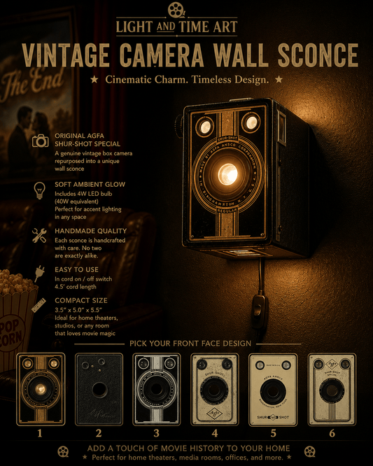 LightAndTimeArt Wall Scone Home Theater LED Lighting - Vintage Cinema Wall Sconce - New Front Faces