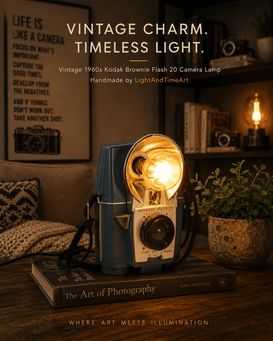 LightAndTimeArt Camera Lamp Vintage Desk Lamp - Kodak Brownie Flash 20 Vintage Camera