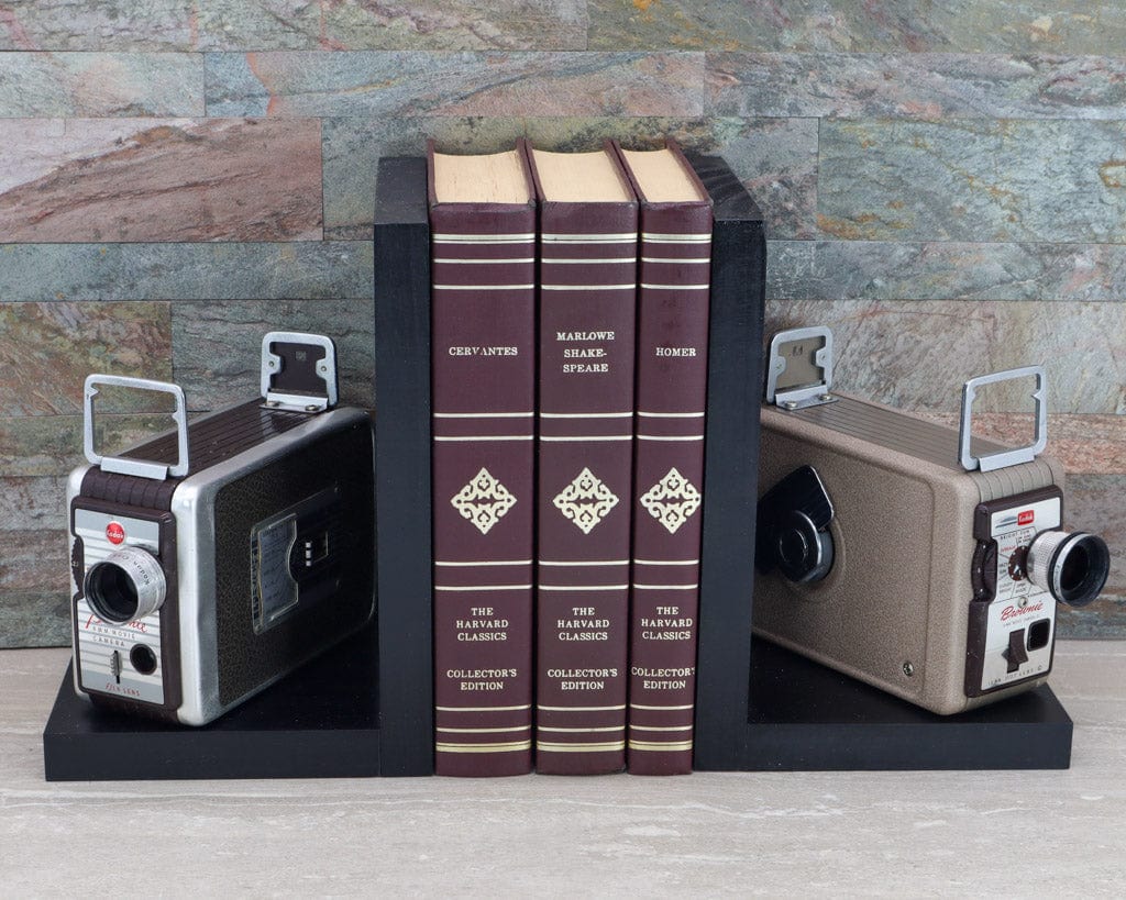 LightAndTimeArt Bookends Vintage Kodak Brownie Movie Camera Bookends
