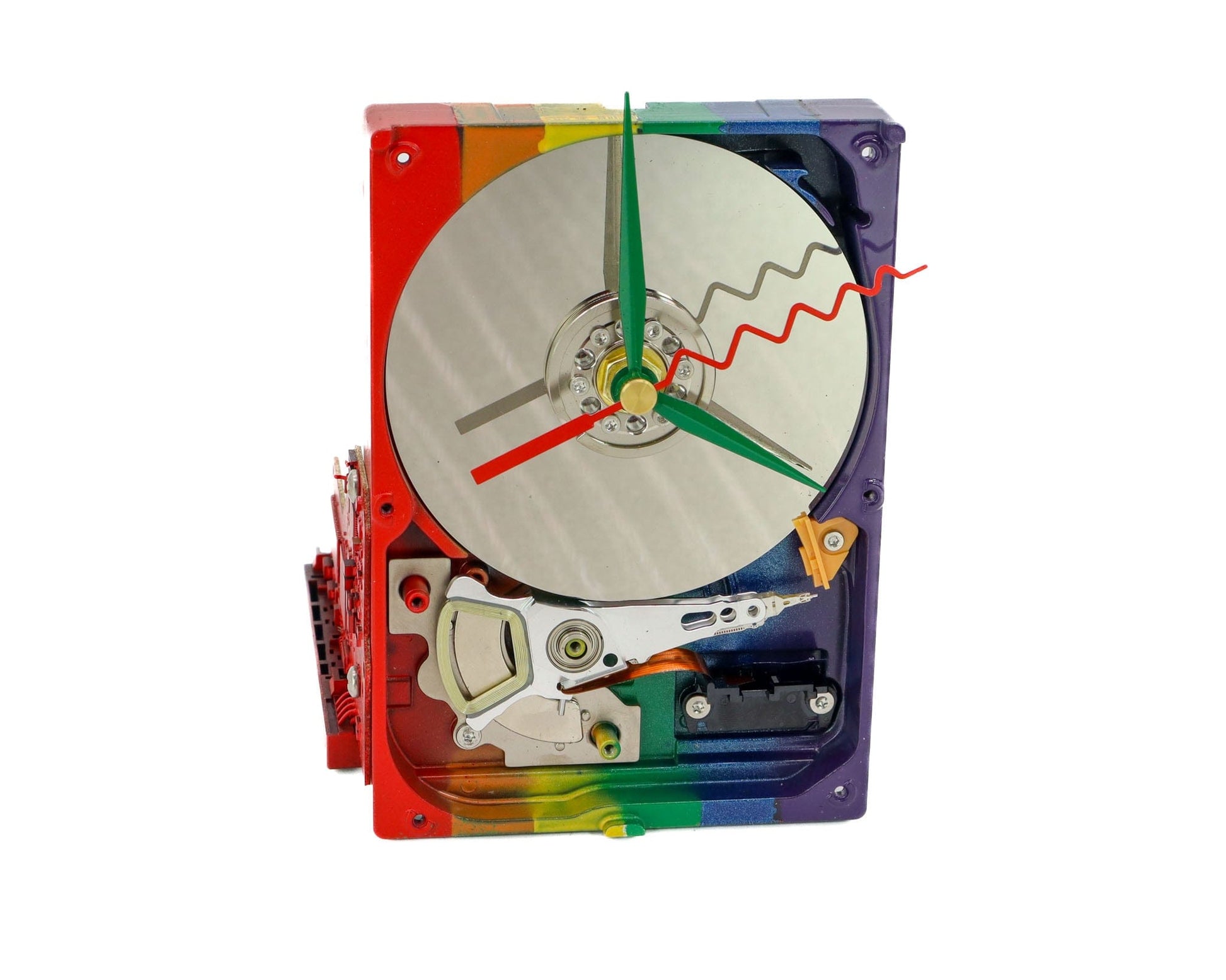 LightAndTimeArt Harddrive Clock Upcycled Rainbow Pride Hard Drive Clock, Modern Desk Clock, Love Edition clock, LGBTQ gift