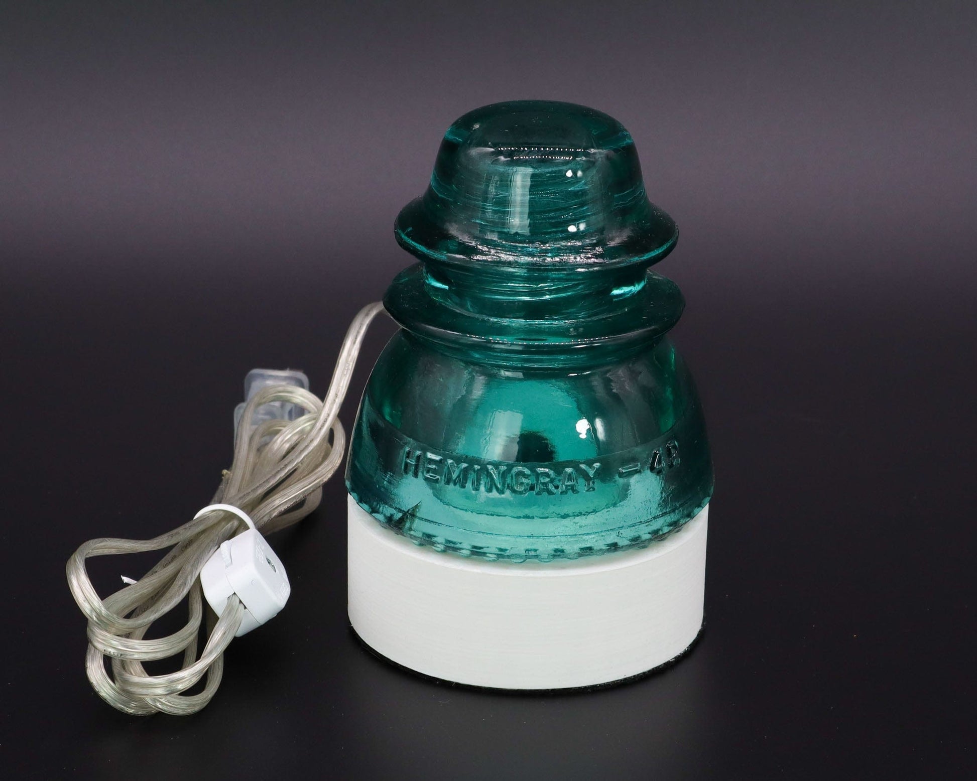 LightAndTimeArt Lamp base Lamp Base for "Hemingray-40, -42, -45" Glass Insulators, Industrial Lighting, Man Cave Decor