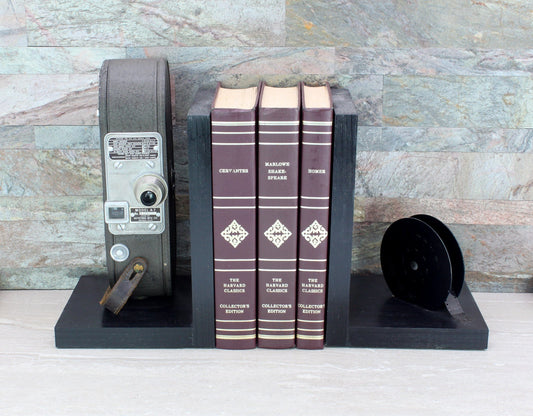 LightAndTimeArt Bookends Vintage 16mm Camera Bookends - Keystone Model A7- DVD Holder - Movie Theater Décor - Movie Maker gift - Actor gift - Actress gift
