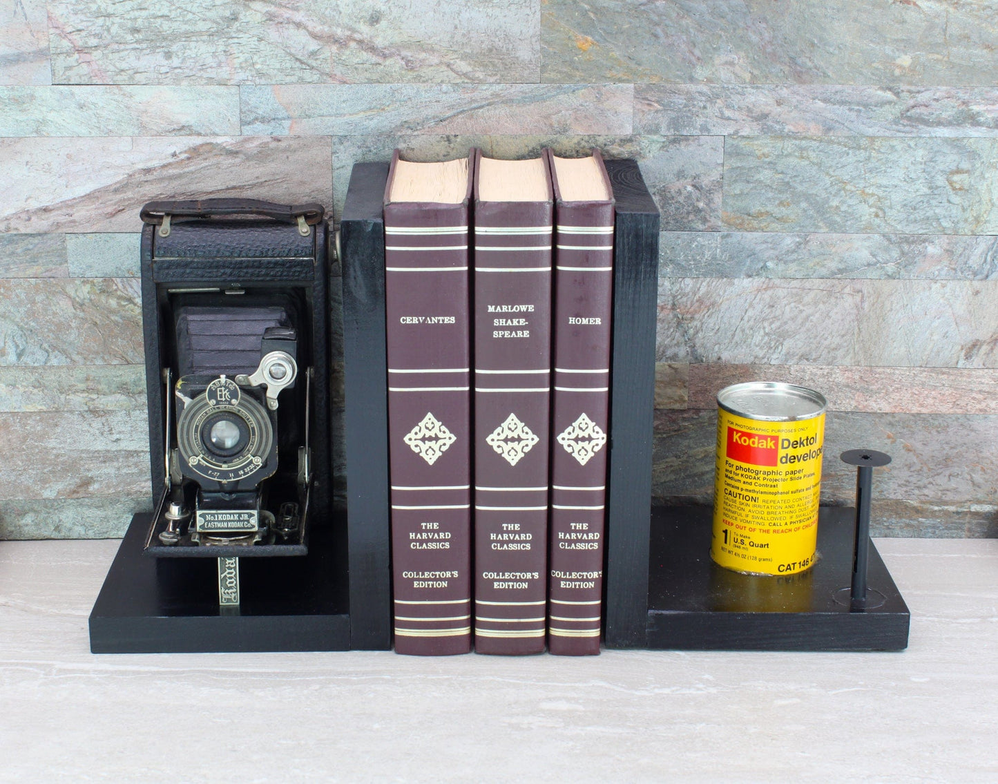 LightAndTimeArt Bookends Antique Decorative Camera Bookends - Vintage No 1 Kodak Jr Folding Camera