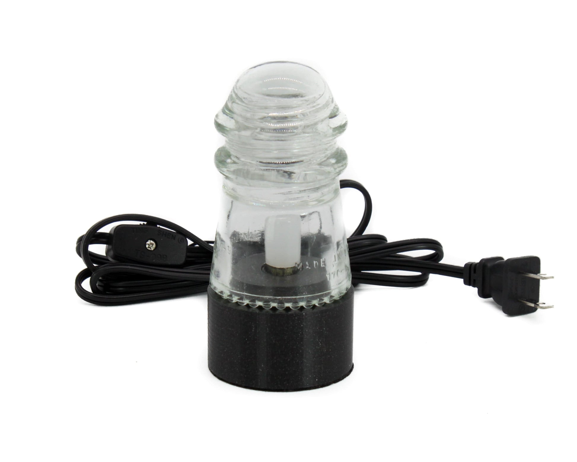 LightAndTimeArt Industrial lamp Hemingray-9 Glass Insulator Lamp, Industrial Lighting, Man Cave Decor