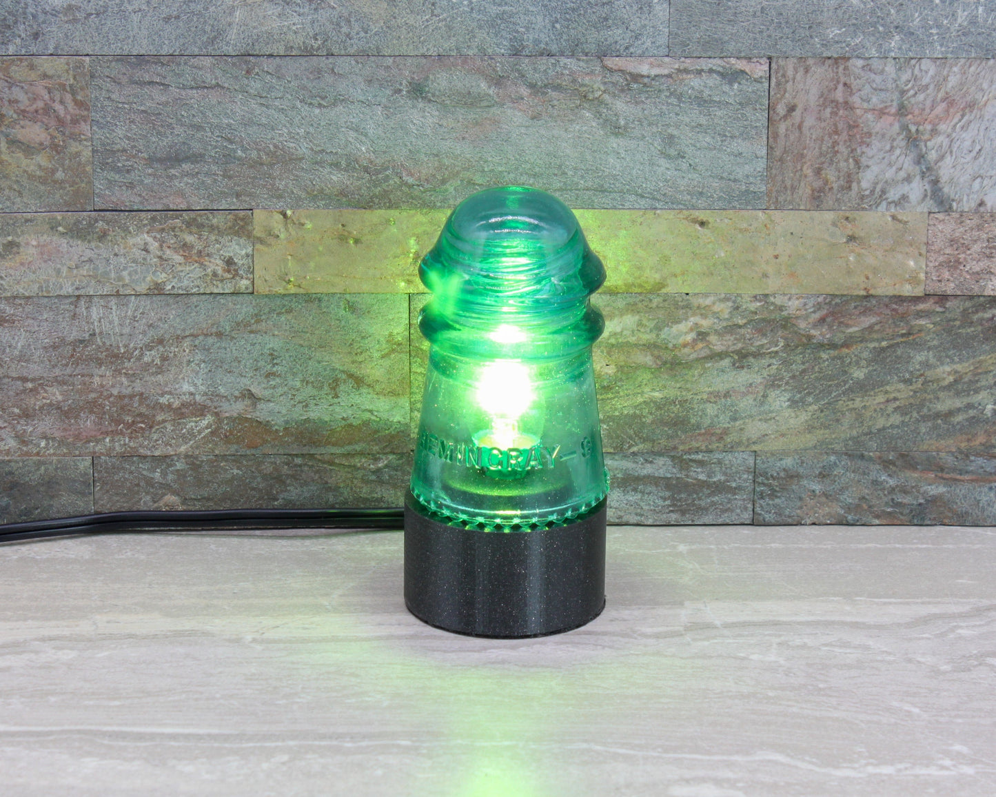 LightAndTimeArt Industrial lamp "The Small Aqua Lantern" Insulator Lamp, Industrial Lighting, Man Cave Deco, Neo Victorian Lamp design, Cyberpunk Lamp