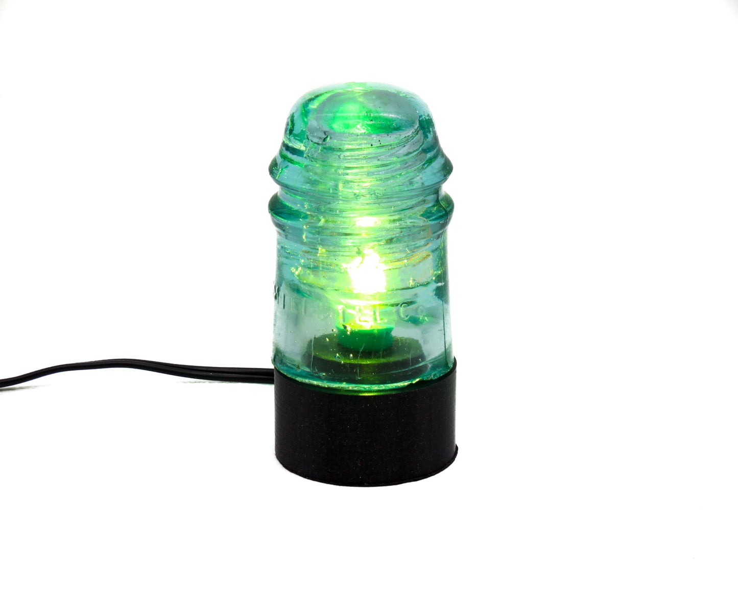 LightAndTimeArt Industrial lamp Aqua AM. TEL.&. TEL.CO. Insulator Lamp, Industrial Lighting, Man Cave Deco, Neo Victorian Lamp design, Cyberpunk Lamp
