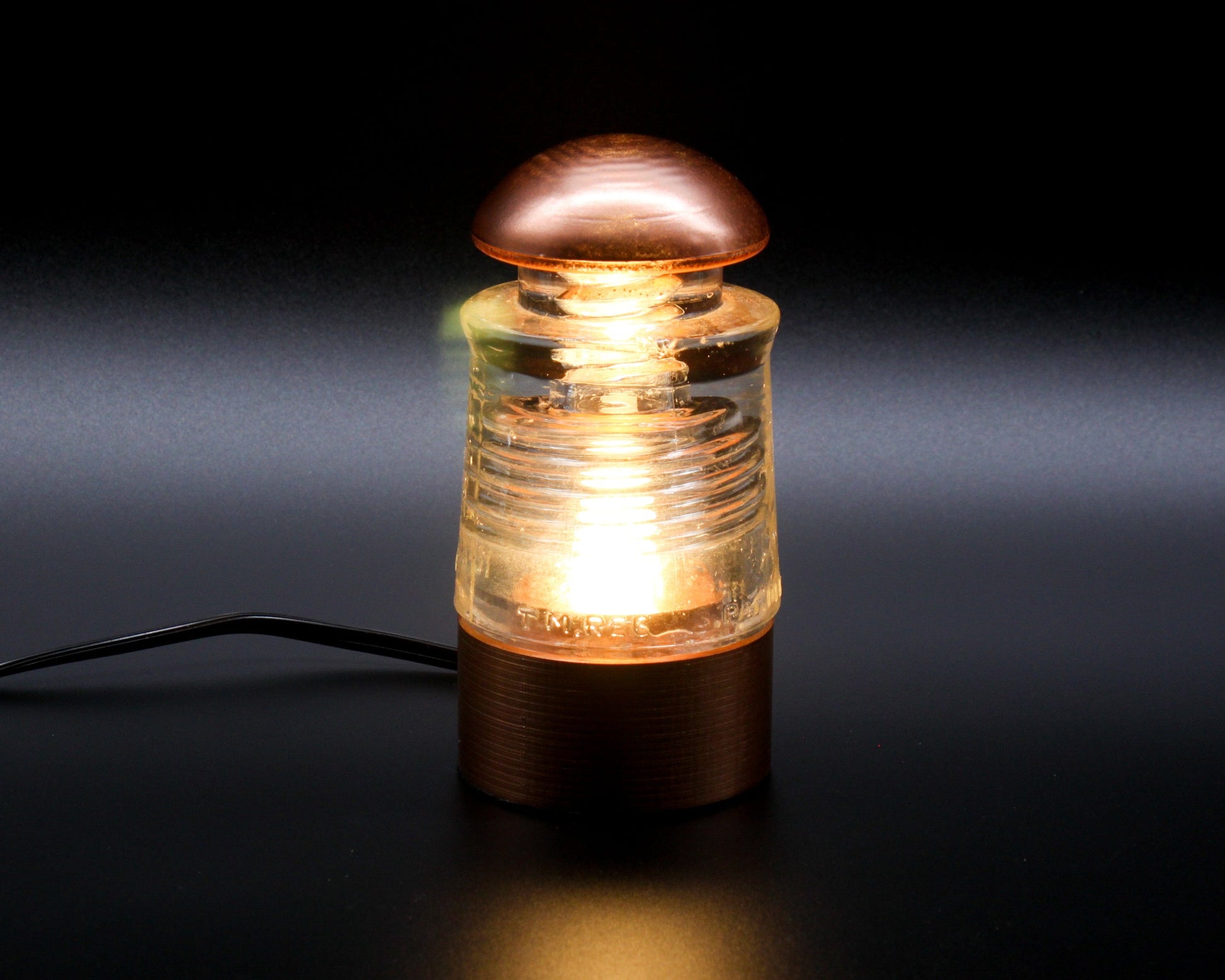 LightAndTimeArt Industrial lamp Corning-PYREX C17 Insulator Lamp, Industrial Lighting, Man Cave Deco, Neo Victorian Lamp design, Cyberpunk Lamp