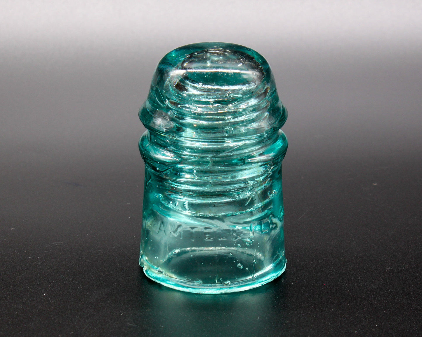 LightAndTimeArt Glass Insulator Aqua AM. TEL.&. TEL.CO. Vintage Glass Insulator