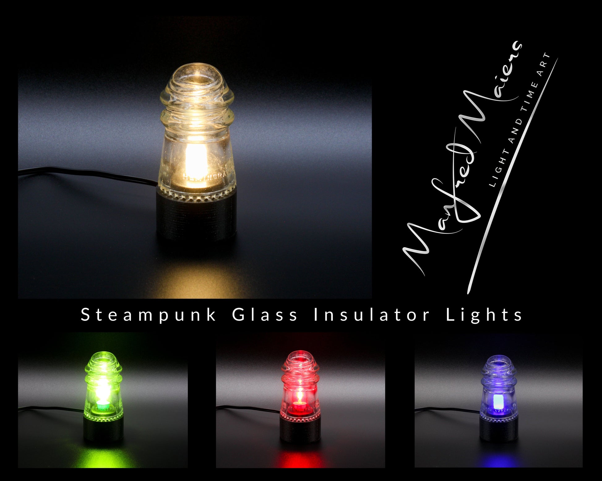 LightAndTimeArt Industrial lamp "The Small Lantern" Clear Insulator Lamp, Industrial Lighting, Man Cave Deco, Neo Victorian Lamp design, Cyberpunk Lamp