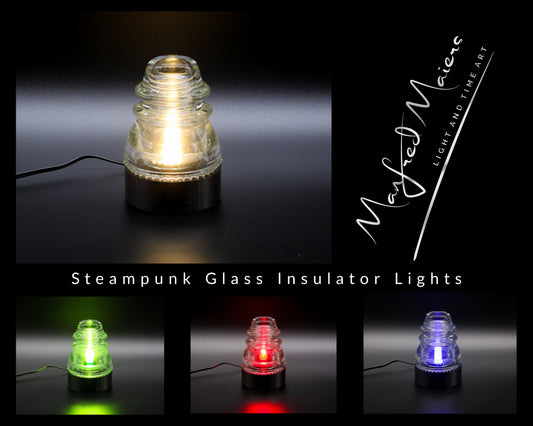 LightAndTimeArt Industrial lamp Clear Hemingray-42 Insulator Lamp, Industrial Lighting, Man Cave Deco, Neo Victorian Lamp design, Cyberpunk Lamp
