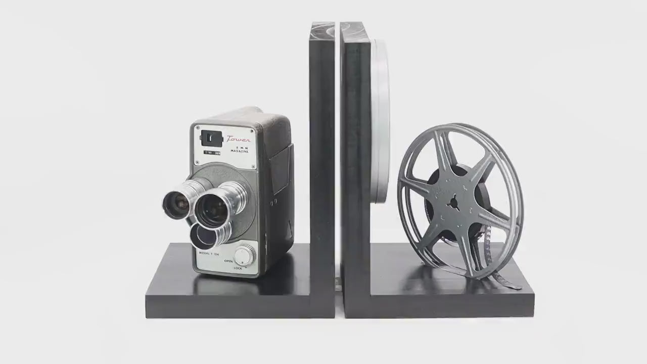 Vintage Camera Bookends - DVD Holder - Tower Model T-185 Triple Turret - Movie Room Decor - Film Maker gift - Actor and Actress gift